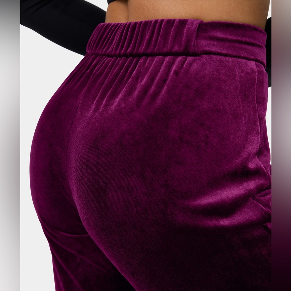 Burgundy Velvet Flare Pants - Picture 4 of 6